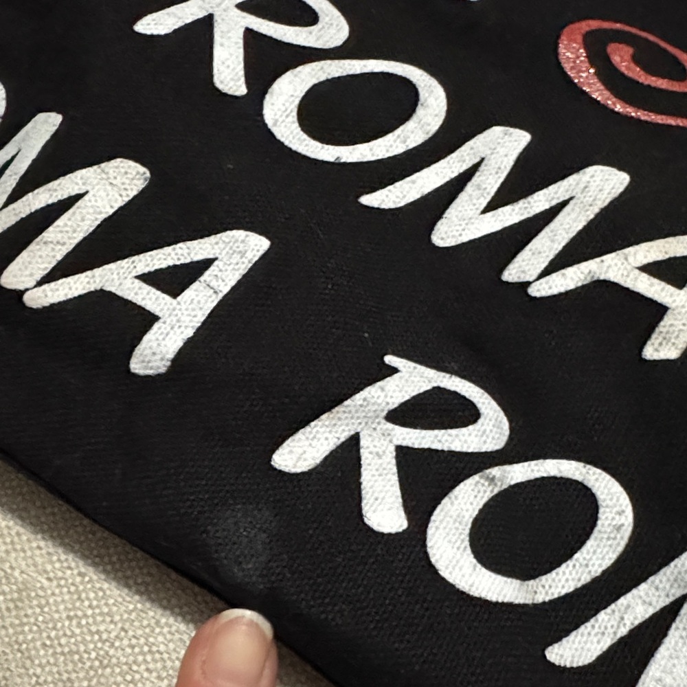 Roma Italia Souvenir Cotton Tote Bag-Zip Top-Black/White/Red - Picture 13 of 16